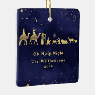 Guld Oh Heliga Nattjul Ceramic Ornamic Julgransprydnad Keramik