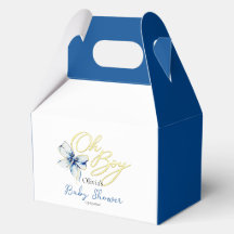 Guld “Oh Pojke” Blommig Typografi Baby Shower