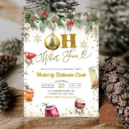 Guld Oh What Roligt jul Cocktail Julfest Inbjudningar