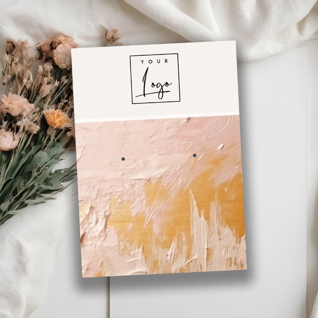  Guld Oil Paint Struktur Logotyp  Earring Holder Visitkort (Skapare uppladdad)