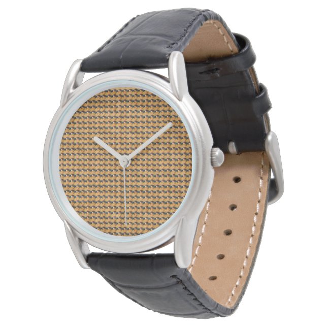 Guld Öken Vävt Abstrakt Mönster Design 1308 Armbandsur (Vinklad)