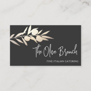 Guld Olive Gren italiensk eller grekisk Catering C Visitkort