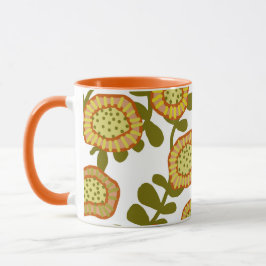 Guld Olive Orange Blommigt Design © Cathy Thompson Mugg