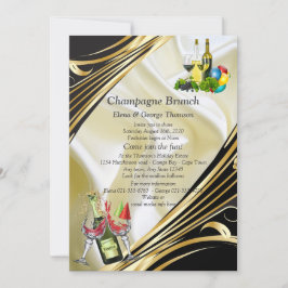 Guld om Champagne Silke Brunch Announcements Inbjudningar