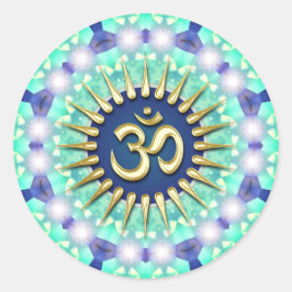 Guld om Grönt Blue Mandala Meditation Yoga Sticker Runt Klistermärke
