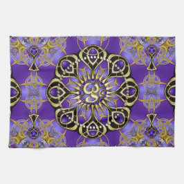 Guld OM Lila Mandala Mindful Home Decor Kökshandduk