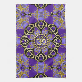 Guld OM Lila Mandala Mindful Home Decor Kökshandduk