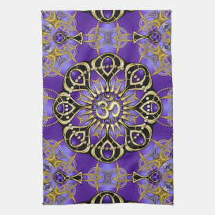 Guld OM Lila Mandala Mindful Home Decor Kökshandduk