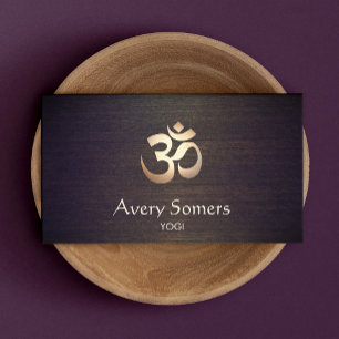 Guld om Symbol Yoga och Meditation Wood look Visitkort