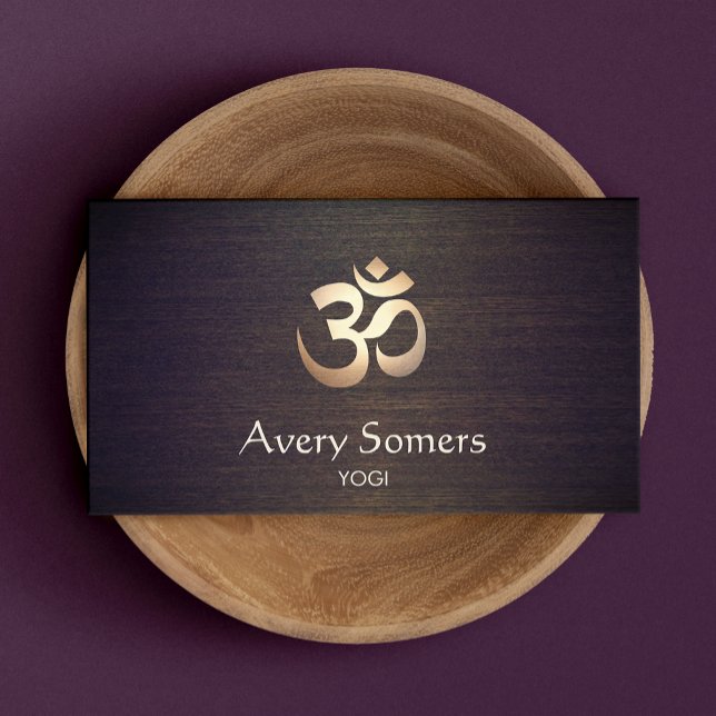 Guld om Symbol Yoga och Meditation Wood look Visitkort (Skapare uppladdad)
