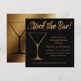 Guld Ombre & Black Par Lagrar vid Pub Shower Inbjudningar