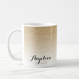 Guld Ombre Faux Glitter Namn-kaffe Mugg