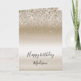 Guld Ombre Glitter Gnistra Birthday Card Kort