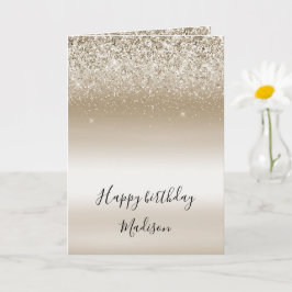 Guld Ombre Glitter Gnistra Birthday Card Kort