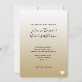 Guld Ombre Heart Bröllop Inbjudningar