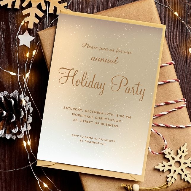 Guld ombre snö business company helgdag inbjudningar (Gold ombre snow business corporate holiday invitation)