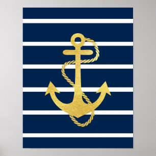 Guld omkullkastar ankrar affischen för poster