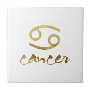 Guld omkullkastar cancersymbol kakelplatta