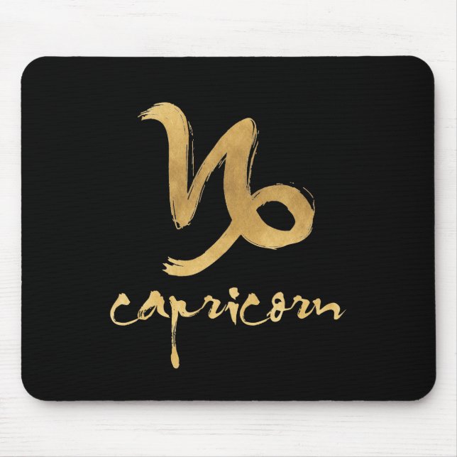 Guld omkullkastar CapricornZodiacsymbol Musmatta (Framsidan)