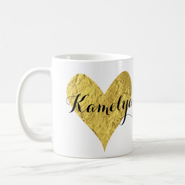 Guld omkullkastar hjärta kaffemugg (Vänster)