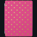 Guld omkullkastar metalliska moderna shock rosa iPad skydd<br><div class="desc">Guld omkullkastar metalliska moderna shock rosa för polka dots</div>