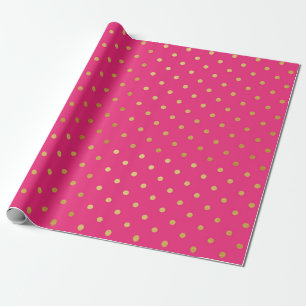 Guld omkullkastar metalliska moderna shock rosa presentpapper