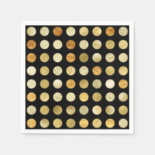 Guld omkullkastar och blänker polka dotssvart pappersservett