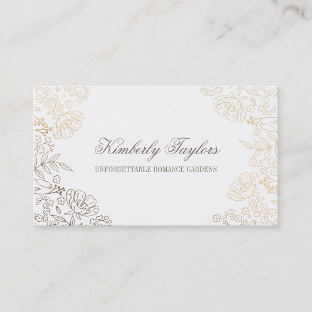 Guld omkullkastar verkställer blom- vitelegant för visitkort (Framsida)