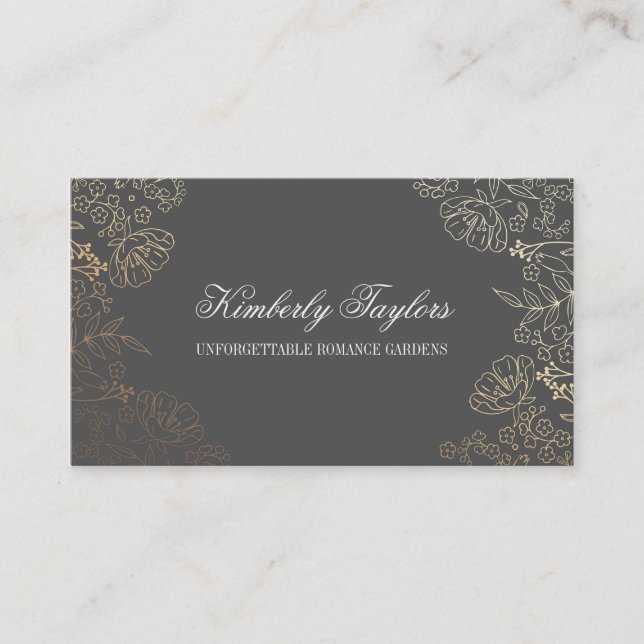 Guld omkullkastar verkställer för grå färgelegant visitkort (Framsida)