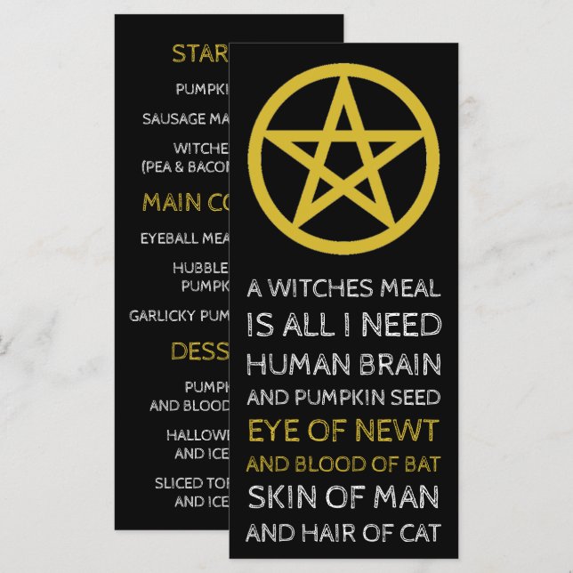 Guld Omringad Pentagram, Halloween Meny (Fram/baksida)