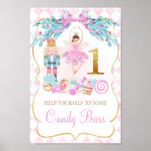 Guld One Nutcracker Land Sweets Birthday Sign