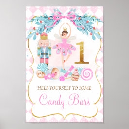Guld One Nutcracker Land Sweets Birthday Sign Poster