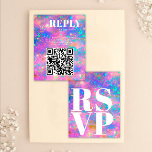 Guld Opal Sten RSVP-kort för Bröllops QR-kod OSA Kort
