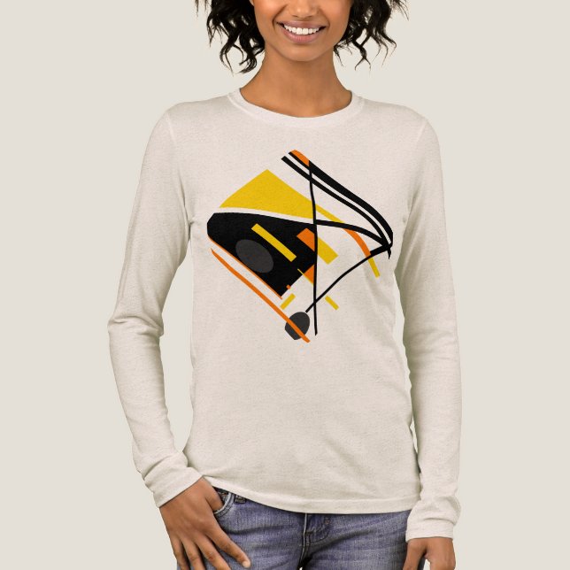 Guld Orange Black Abstrakt Art Diamant Design T Shirt (Framsida)