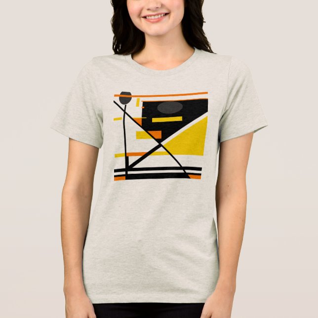 Guld Orange Black Contemporary Abstrakt design T Shirt (Framsida)