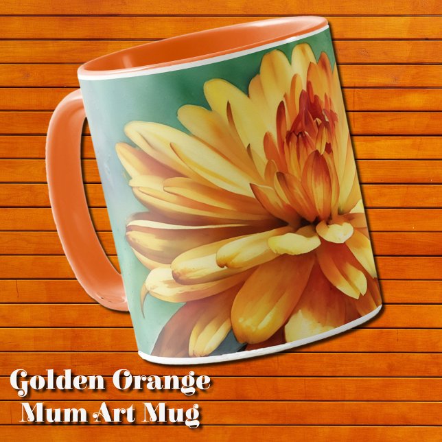 Guld Orange Flower Morsa Art Kopp Mugg (Golden Orange Mum Art Mug)