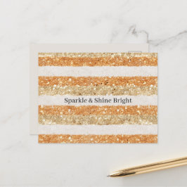 Guld Orange Glitter Kräm Ränder Glitter & Skinande Vykort