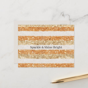 Guld Orange Glitter Kräm Ränder Glitter & Skinande Vykort