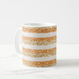 Guld Orange Glitter Kräm Ränder Kaffemugg