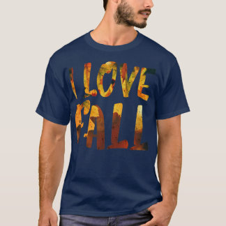 Guld orange löv i kärlek fall t shirt
