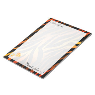 Guld Orange Modern Blommigt Tiger Lägg till text Anteckningsblock