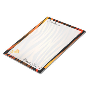 Guld Orange Modern Blommigt Tiger Lägg till text Anteckningsblock