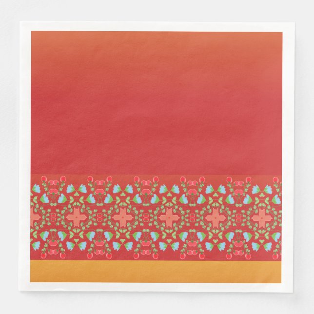 Guld Orange och rött Pappersservett (Framsida)