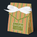 Guld, Orange, Oliv grönt stripe-Julhälsningar Presentaskar<br><div class="desc">Guld,  orange,  oliv grönt stripe-favoritruta med band och enkel Julhälsningar. Perfekt för alla teman för dekoration av gåvor; enkel/minimalistisk till maximalistisk beroende på ytterligare försköning.</div>