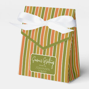 Guld, Orange, Oliv grönt stripe-Julhälsningar Presentaskar