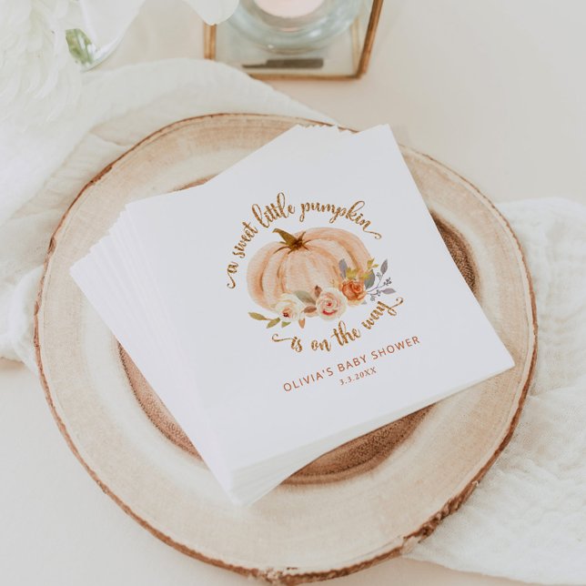 Guld orange Söt liten pumpdusch för babydusch Pappersservett (Skapare uppladdad)