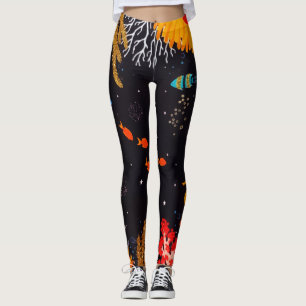 Guld Orange Tropical Summer Ocean under vatten Leggings