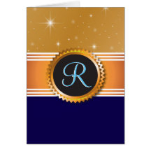 Guld Orb Stars Sapphire Blue Monogram