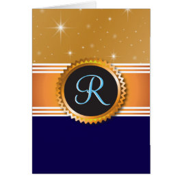 Guld Orb Stars Sapphire Blue Monogram Jumbo Kort