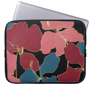 Guld orchids, elegant blommigt konst. laptop fodral